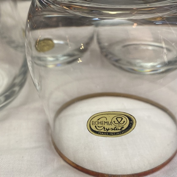 1980 Bohemiam Crysalex Geneva Old Fashion Gold Rim. Whiskey Low Ball Glasses - Picture 5 of 16